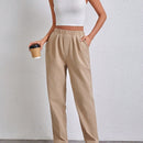 Essnce Pantalones Conicos Con Cintura Elastica Y Tejido Solido De Un Solo Color