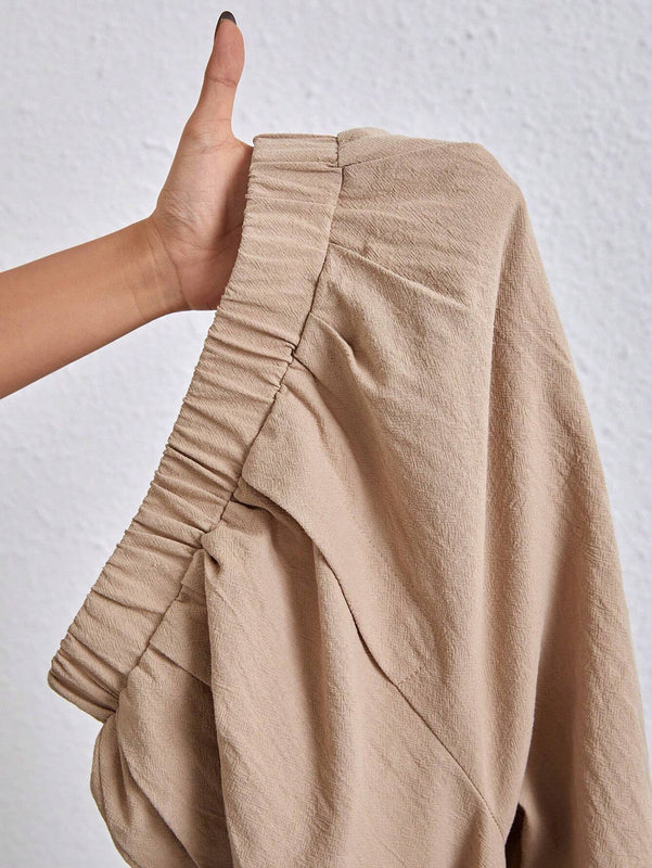 Essnce Pantalones Conicos Con Cintura Elastica Y Tejido Solido De Un Solo Color