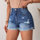 LUNE Pantalones Cortos De Mezclilla Deshilachados Y Rasgados Para Mujeres
