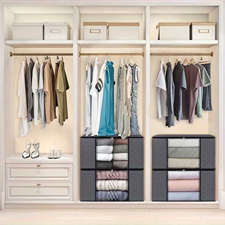 3 paquetes de cestas de almacenamiento de tela plegables de gran capacidad - Ideales para ropa de cama, ropa, almohadas, edredones - Perfectas para el hogar, el dormitorio, el dormitorio, los armarios de spa - Material tejido gris, no se necesita electri