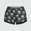 ROMWE Grunge Punk 3 Piezas De Conjuntos De Ropa Interior Para Mujeres En Panty Estilo Boyshorts Con Diseno De Estrellas Punks Negras, Calaveras Y Con Fuente Gotica