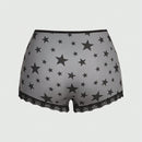 ROMWE Grunge Punk 3 Piezas De Conjuntos De Ropa Interior Para Mujeres En Panty Estilo Boyshorts Con Diseno De Estrellas Punks Negras, Calaveras Y Con Fuente Gotica