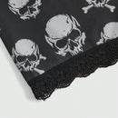 ROMWE Grunge Punk 3 Piezas De Conjuntos De Ropa Interior Para Mujeres En Panty Estilo Boyshorts Con Diseno De Estrellas Punks Negras, Calaveras Y Con Fuente Gotica