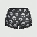 ROMWE Grunge Punk 3 Piezas De Conjuntos De Ropa Interior Para Mujeres En Panty Estilo Boyshorts Con Diseno De Estrellas Punks Negras, Calaveras Y Con Fuente Gotica