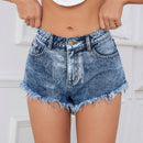 ICON Mini Shorts De Mezclilla Para Mujer Con Dobladillo Deshilachado