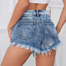 ICON Mini Shorts De Mezclilla Para Mujer Con Dobladillo Deshilachado