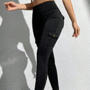 PETITE Leggings De Cintura Alta Ajustados Con Bolsillos Cubiertos Y Franjas Laterales