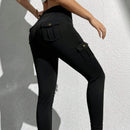PETITE Leggings De Cintura Alta Ajustados Con Bolsillos Cubiertos Y Franjas Laterales