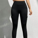 PETITE Leggings De Cintura Alta Ajustados Con Bolsillos Cubiertos Y Franjas Laterales