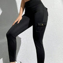 PETITE Leggings De Cintura Alta Ajustados Con Bolsillos Cubiertos Y Franjas Laterales