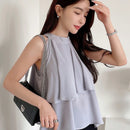 DAZY Blusa De Cuello Halter Con Dobladillo De Volantes Y Parche De Retazos Para Mujer