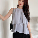 DAZY Blusa De Cuello Halter Con Dobladillo De Volantes Y Parche De Retazos Para Mujer