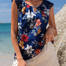 EMERY ROSE Camisa Impresa Con Detalle De Encaje Solube Al Agua, Pliegues Y Detalle De Encaje Combinado Con Cuello De Cerradura Para Cuello