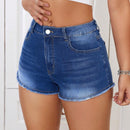 ICON Shorts De Mezclilla Ajustados Para Mujer Con Dobladillo Deshilachado