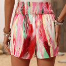 LUNE Shorts Sueltos Con Cintura Alta Elastica Y Diseno Impreso Irregular