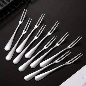 20 Piezas, Tenedor De Fruta, De Acero Inoxidable, De Dos Dientes, P"O De Fruta, Tenedores De Acero Inoxidable, De Postre, De Fruta Simples, De Pastel Moderno, De Ensalada, Decoración, Tenedor De Fruta Reutilizable, Suministros De Cocina