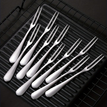 20 Piezas, Tenedor De Fruta, De Acero Inoxidable, De Dos Dientes, P"O De Fruta, Tenedores De Acero Inoxidable, De Postre, De Fruta Simples, De Pastel Moderno, De Ensalada, Decoración, Tenedor De Fruta Reutilizable, Suministros De Cocina