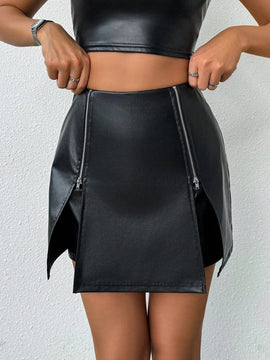 Prive Falda pantalon para mujer con detalles de cremallera en la parte delantera