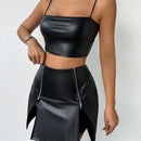 Prive Falda pantalon para mujer con detalles de cremallera en la parte delantera