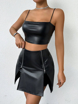 Prive Falda pantalon para mujer con detalles de cremallera en la parte delantera