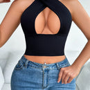 Sujetador De Cuello Halter Para Mujer Con Huecos