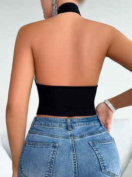 Sujetador De Cuello Halter Para Mujer Con Huecos