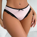 Ropa Interior Triangular Hueca Para Mujer Con Encaje De Color Contrastante Y Diseno De Empalme