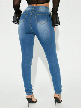 Pantalones ajustados de mujer con adornos de tachuelas