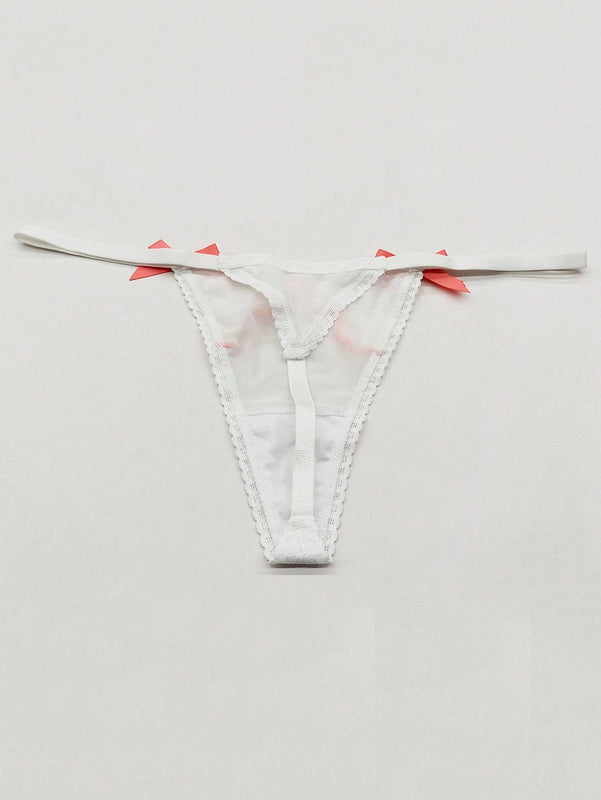 Bragas Tipo Tanga Decoradas Con Lazo Para Mujer