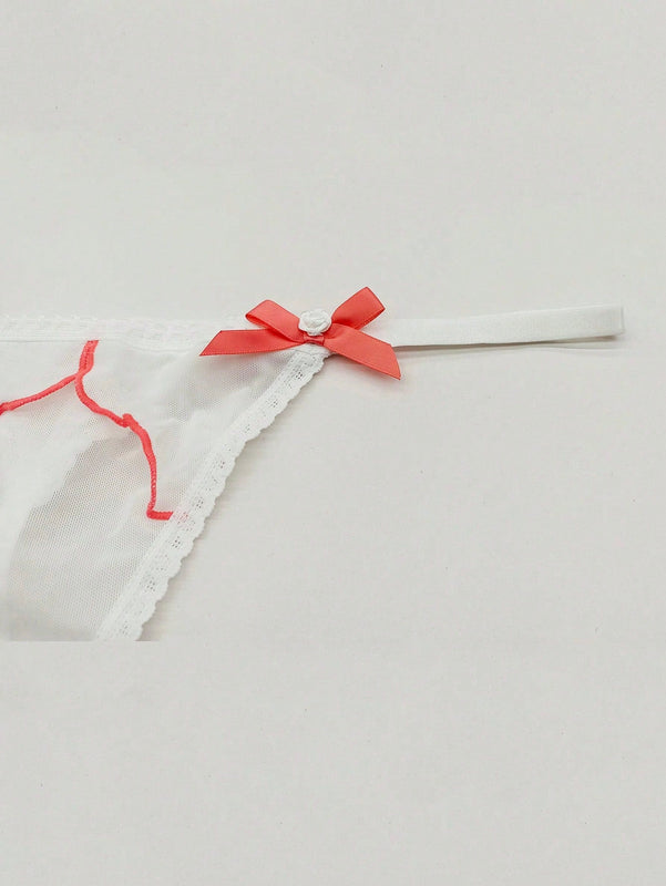 Bragas Tipo Tanga Decoradas Con Lazo Para Mujer