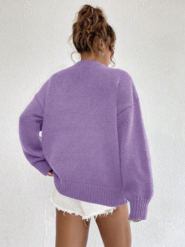 EZwear Sudadera Informal De Ajuste Holgado Con Cuello Redondo Y Hombros Caidos