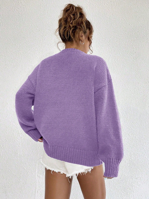 EZwear Sudadera Informal De Ajuste Holgado Con Cuello Redondo Y Hombros Caidos