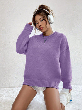 EZwear Sudadera Informal De Ajuste Holgado Con Cuello Redondo Y Hombros Caidos