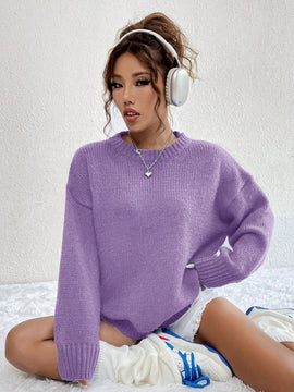 EZwear Sudadera Informal De Ajuste Holgado Con Cuello Redondo Y Hombros Caidos