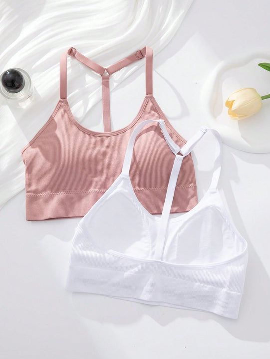 Juego De 2 Piezas De Sujetadores Sin Cables Comodos Para Mujer