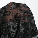 Hunter Kilstrom Blusa Transparente De Malla Bordada De Flores De Terciopelo Para Mujer