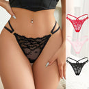 Juego De 3 Piezas De Tanga Hueca Con Encaje De Corazon Y Letras Sexy