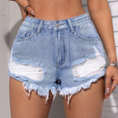 PETITE Minishorts De Mezclilla Desgastados Con Dobladillo Crudo