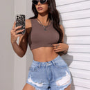 PETITE Minishorts De Mezclilla Desgastados Con Dobladillo Crudo