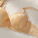 Conjunto De 2 Piezas De Sosten De Encaje Solido Para Mujer Con Aro Y Braguitas Triangulares