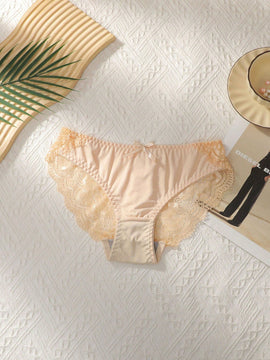 Conjunto De 2 Piezas De Sosten De Encaje Solido Para Mujer Con Aro Y Braguitas Triangulares