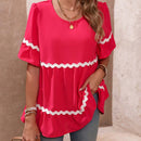 VCAY Camiseta Casual De Manga Corta Con Cuello Redondo Y Bloque De Color