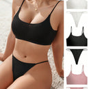 Conjunto De Ropa Interior De Punto Acanalado unicolor Para Mujer, Paquete De 3