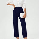 Clasi Pantalones De Color Liso Para Mujer Con Bolsillos