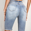VCAY Pantalones Cortos De Mezclilla Para Mujer Con Dobladillo Sin Procesar Y Ajustados Con Efecto Desgastado
