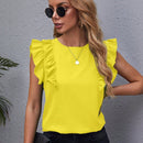 Clasi Camisa Sin Mangas De Color Solido Con Borde De Volante