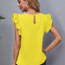 Clasi Camisa Sin Mangas De Color Solido Con Borde De Volante