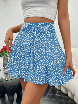 Frenchy Pantalones Cortos Con Estampado Floral Azul De Moda Para Mujer