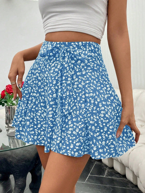 Frenchy Pantalones Cortos Con Estampado Floral Azul De Moda Para Mujer