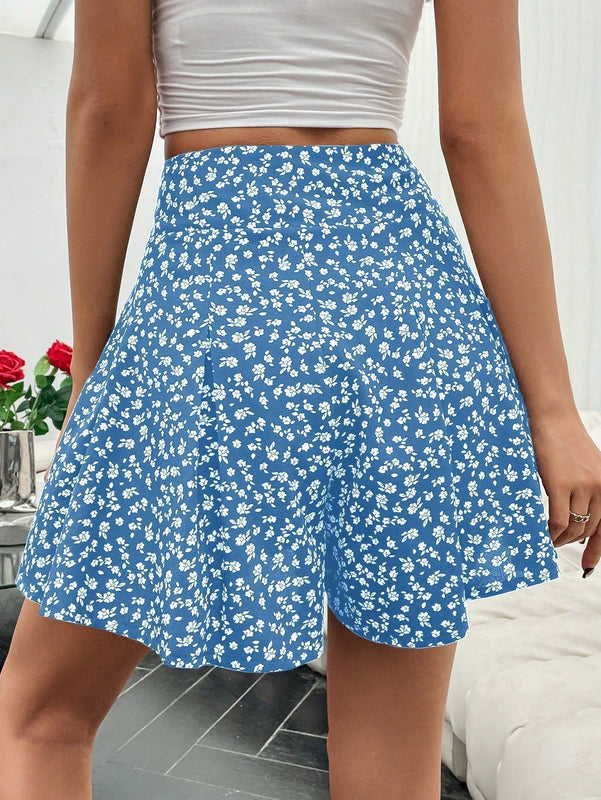 Frenchy Pantalones Cortos Con Estampado Floral Azul De Moda Para Mujer